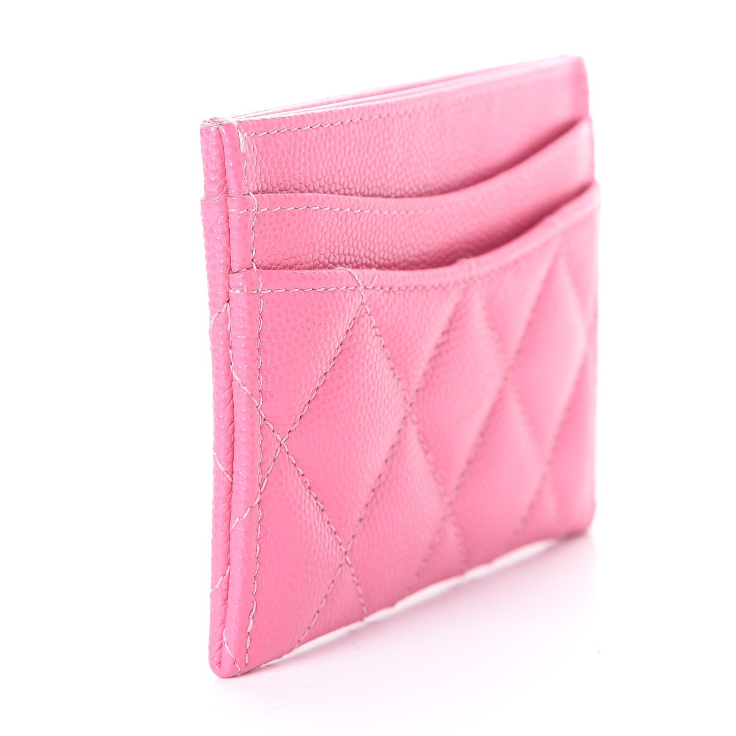 Caviar Quilted Card Holder Pink