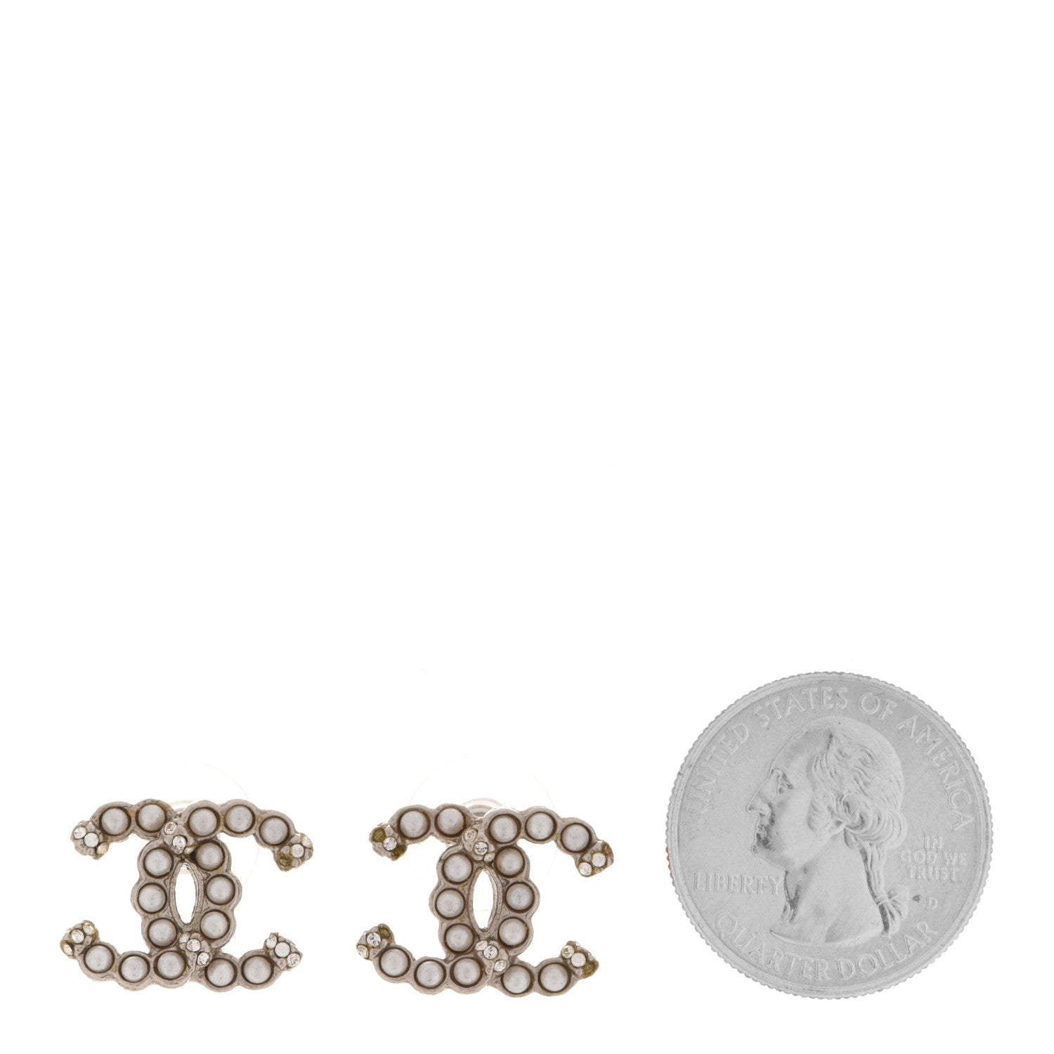 Chanel Crystal Pearl CC Earrings Gold 2 of 5