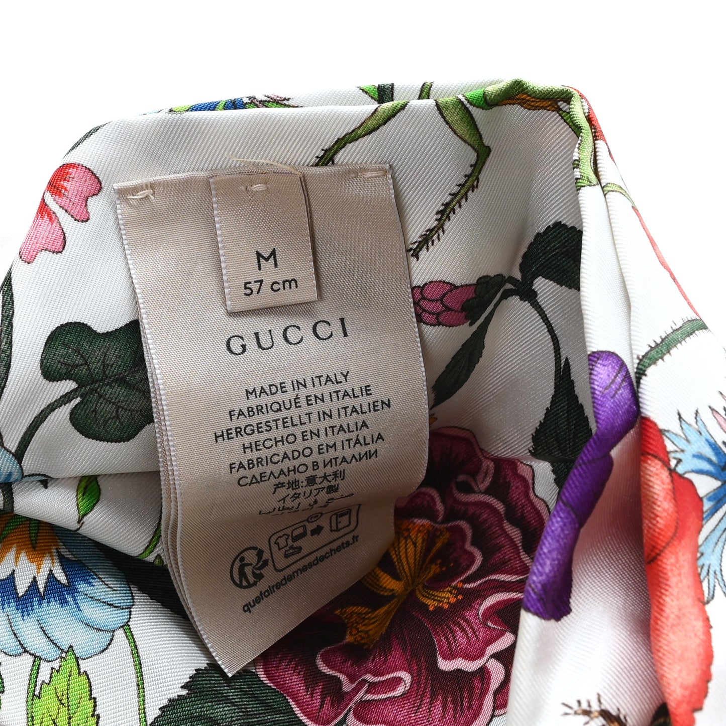 Silk Monogram Flora Print Headband M White Multicolor