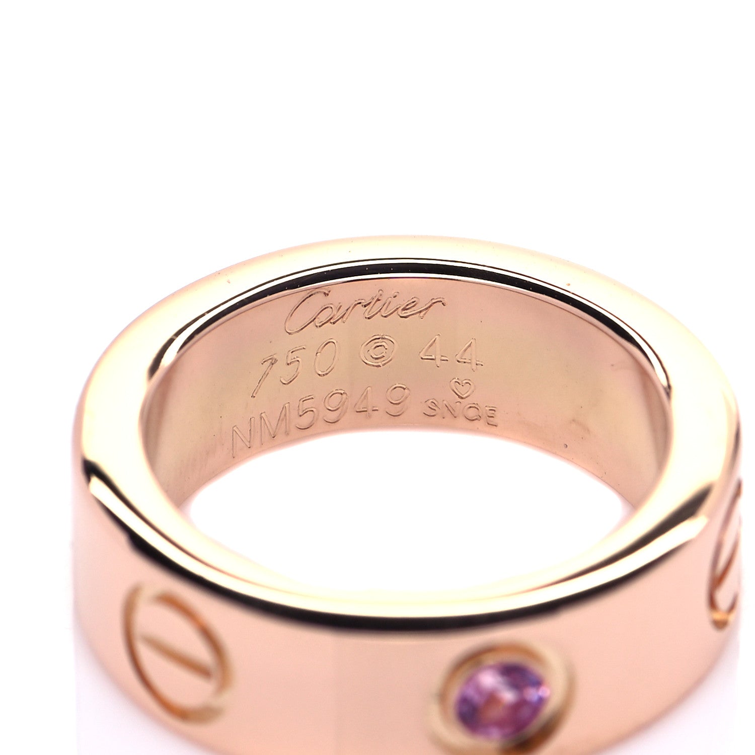 Cartier 18K Pink Gold Pink Sapphire 5.5mm LOVE Ring 44 3 4 of 5