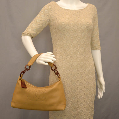Chanel Caviar CC Wood Chain Hobo Maize 2 of 9