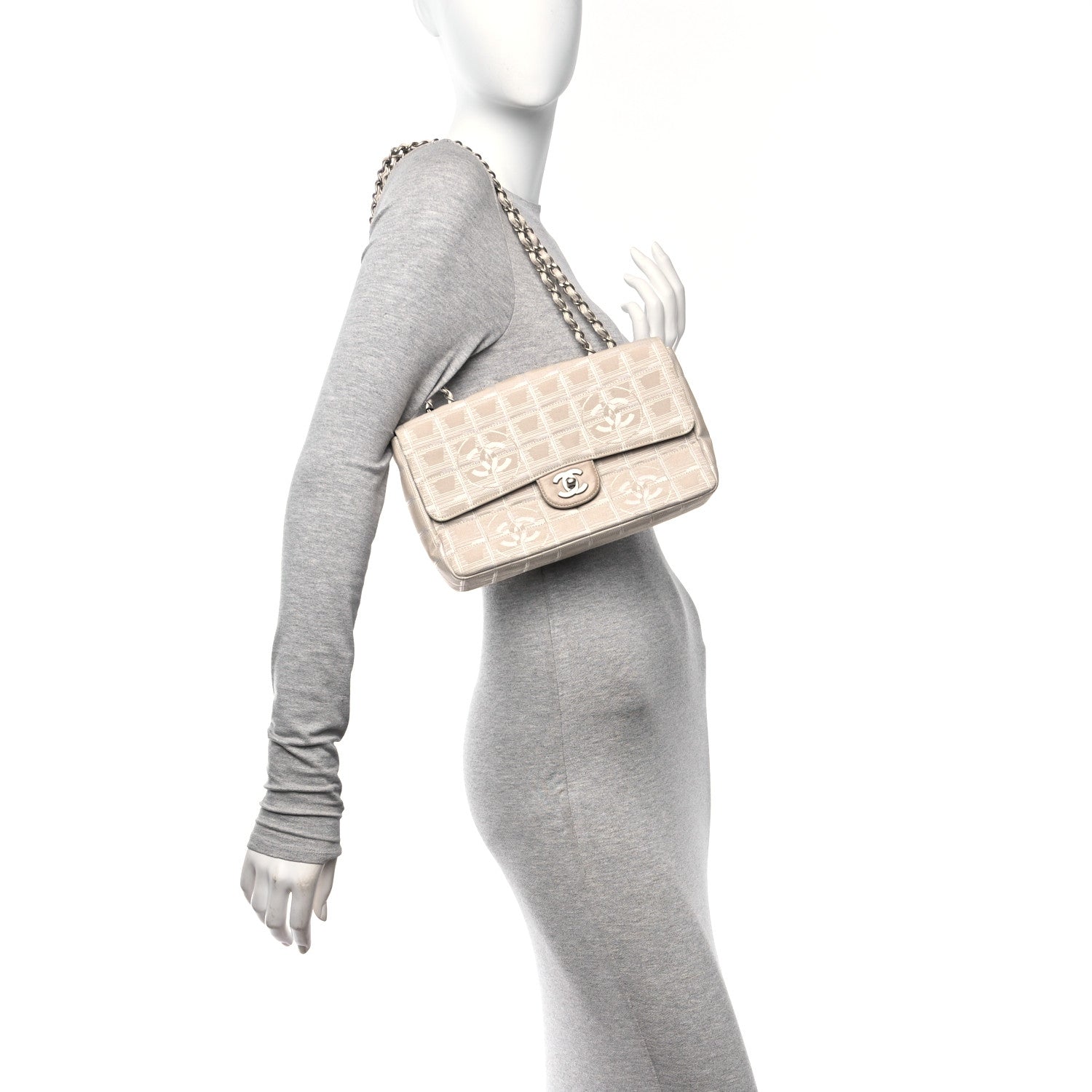 Chanel Nylon Medium Travel Flap Light Beige 2 of 11