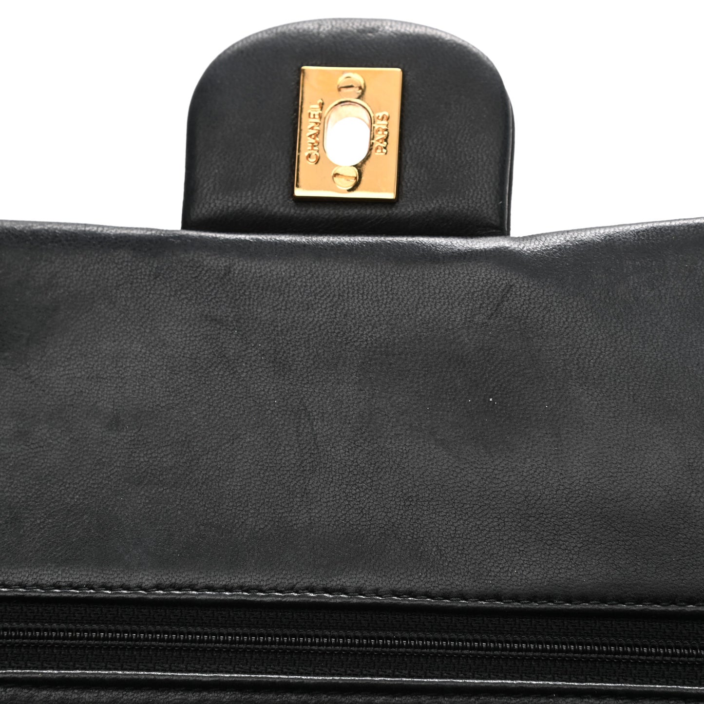 Lambskin Quilted Medium Double Flap Black