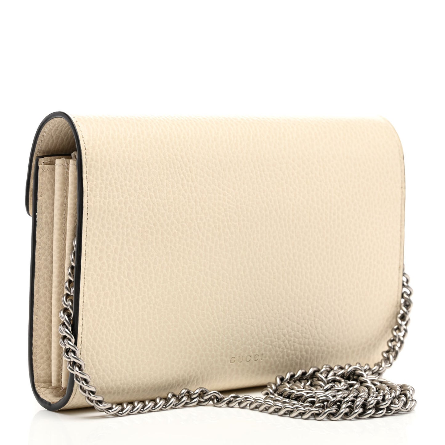 Dollar Calfskin Mini Dionysus Chain Wallet Mystic White