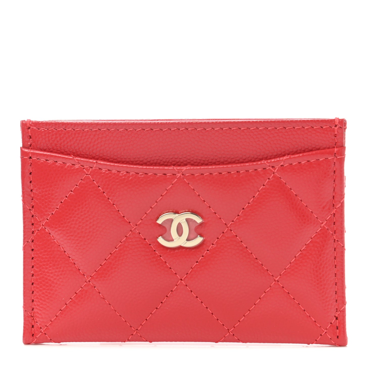 Caviar Quilted Card Holder Red