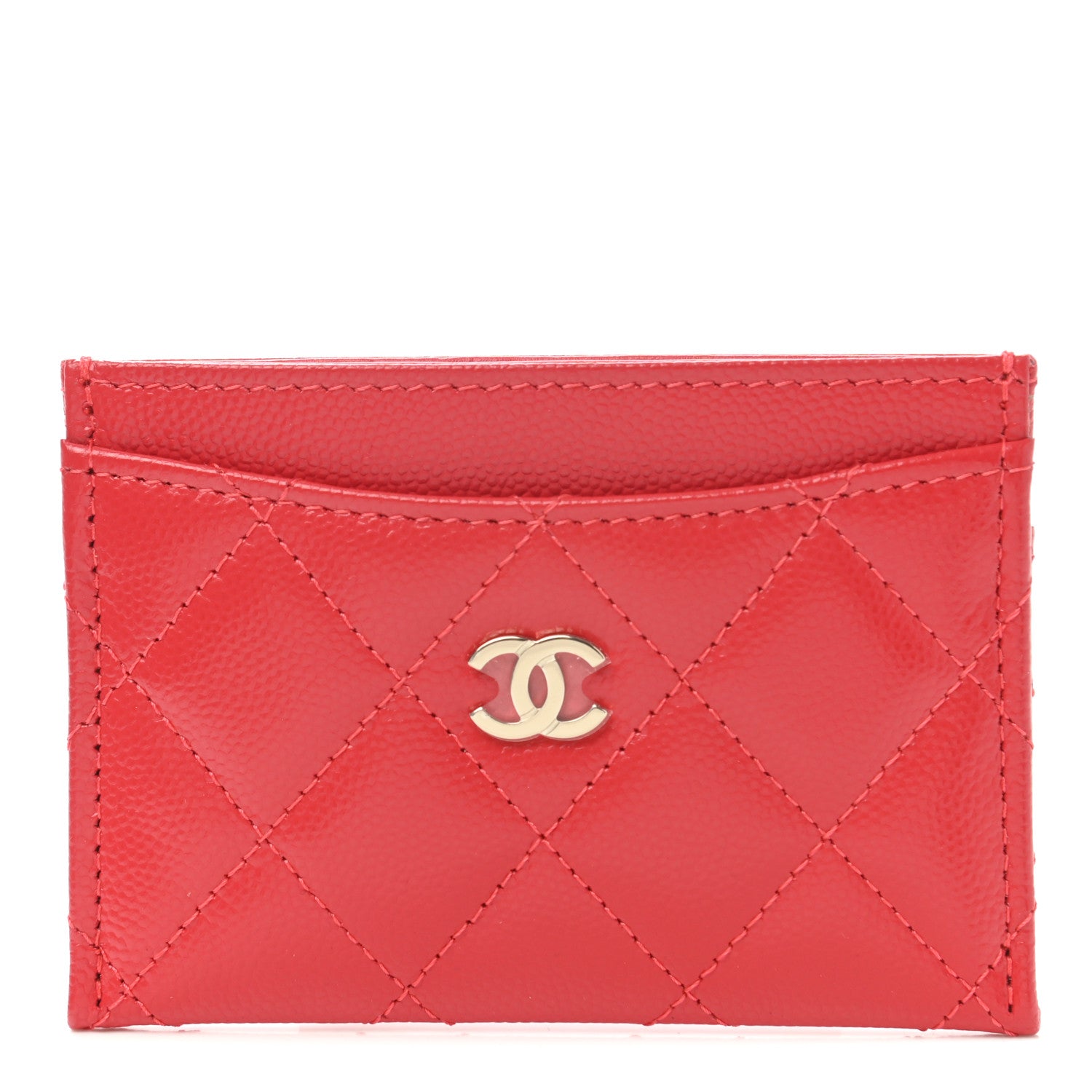 Chanel Caviar Quilted Card Holder Red 1 of 9