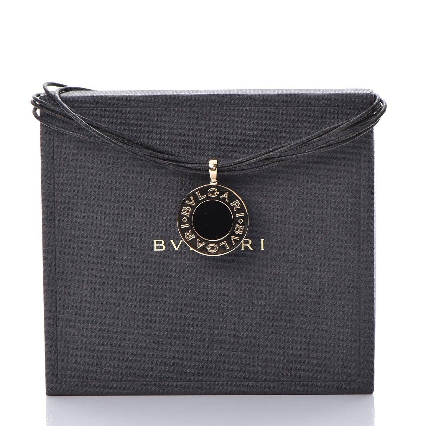 Stainless Steel 18K Yellow Gold Onyx BVLGARI BVLGARI Cord Pendant Necklace