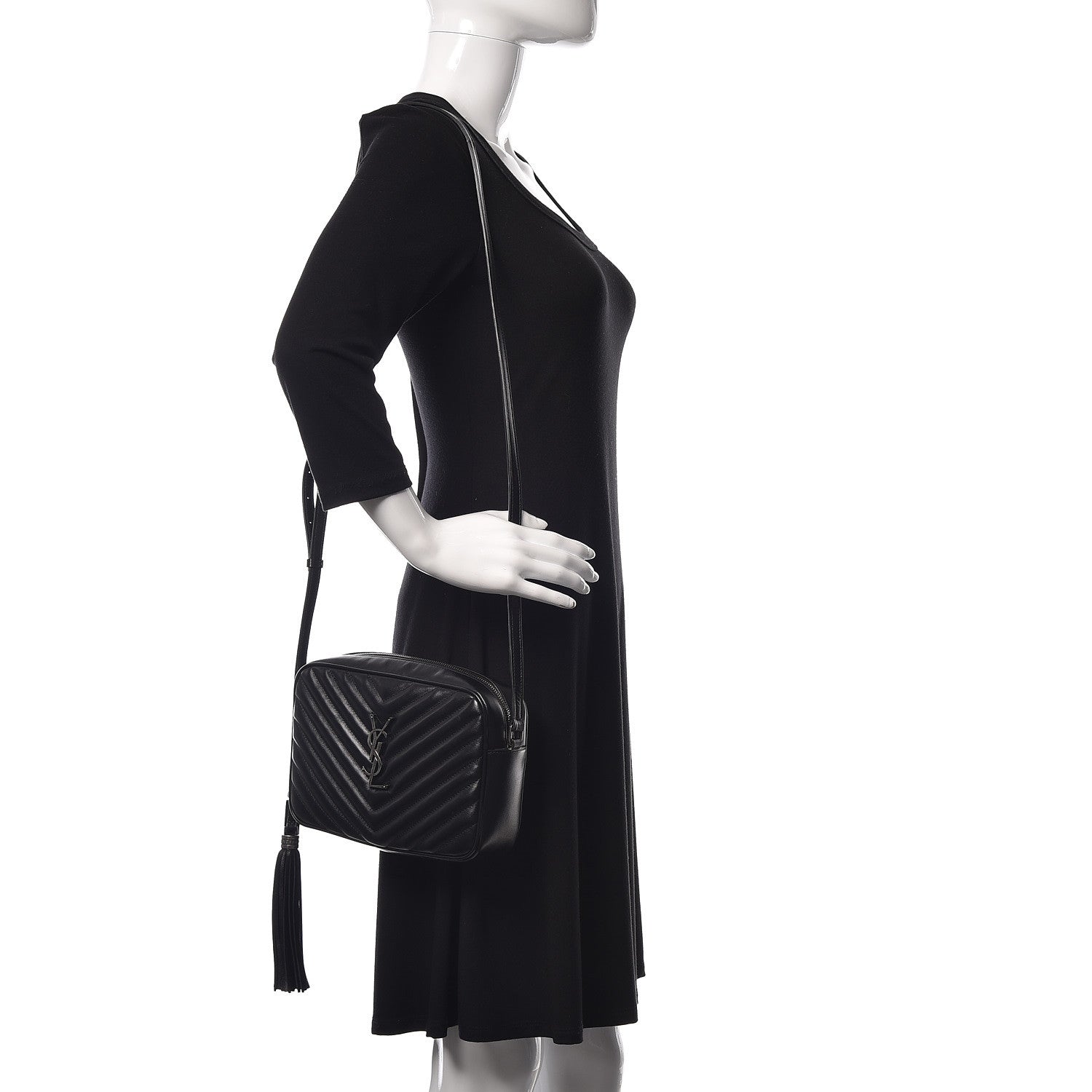 Saint Laurent Calfskin Matelasse Monogram Lou Camera Bag Black 2 of 9