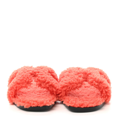 Hermes Woolskin Oran Sandals 37.5 Orange 2 of 8