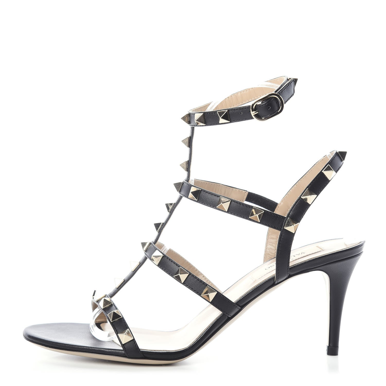 Valentino Garavani Nappa Rockstud Gladiator 70mm Sandals 37.5 Black 1 of 6