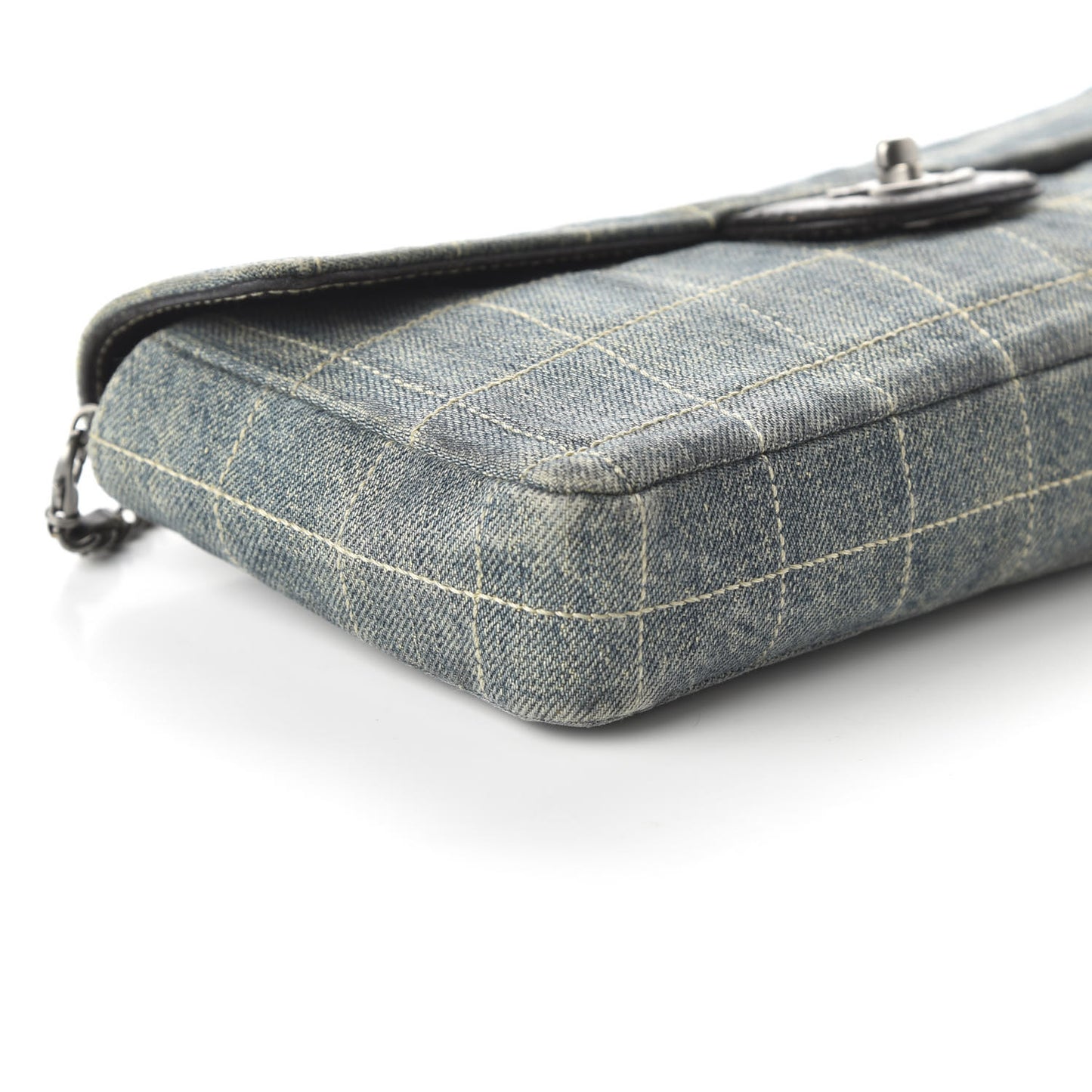 Denim Chocolate Bar Quilted East West Flap