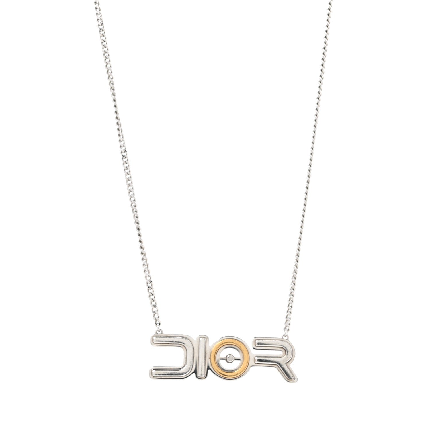 Christian Dior X SORAYAMA Metal Logo Necklace Silver Gold 3 of 5