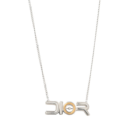 Christian Dior X SORAYAMA Metal Logo Necklace Silver Gold 3 of 5