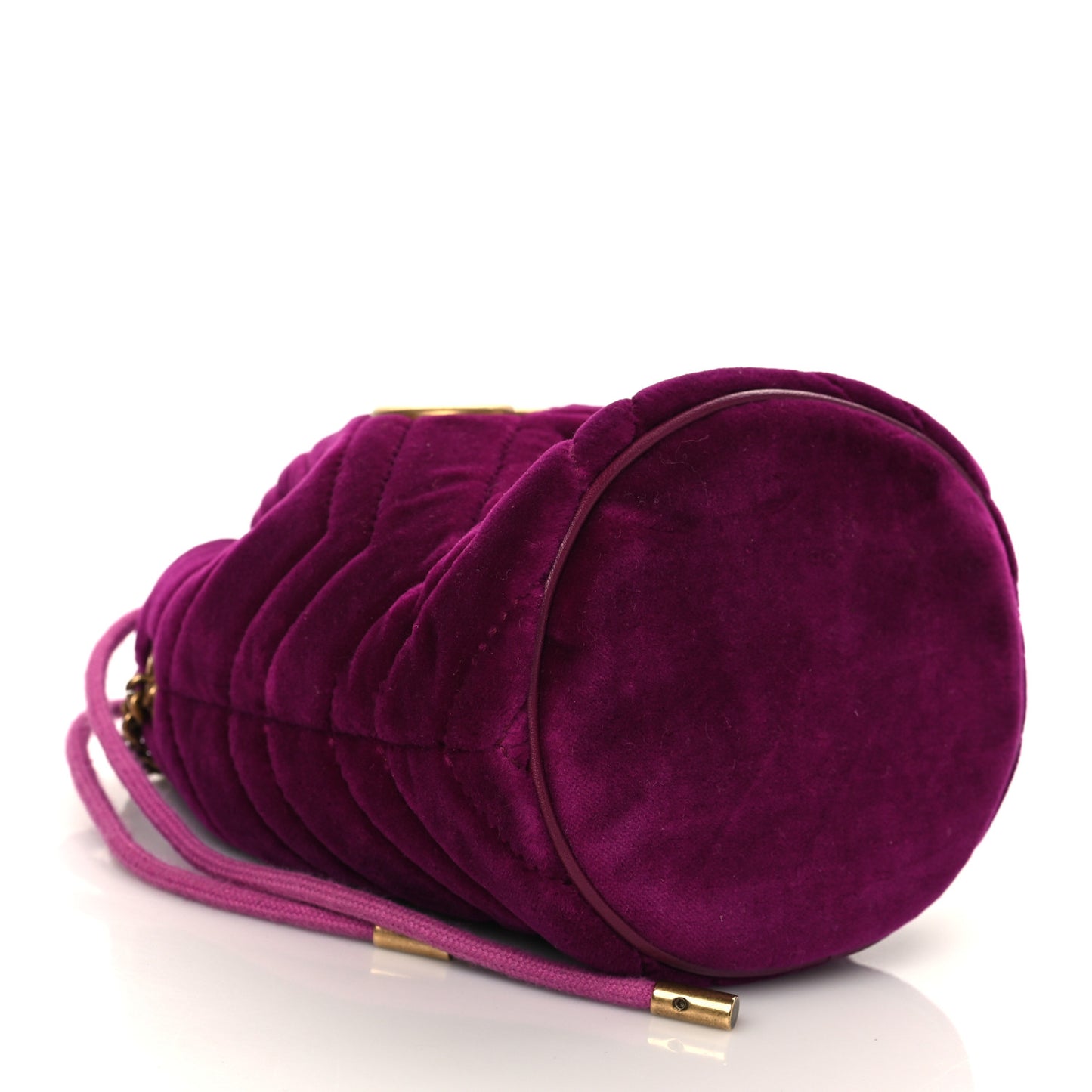 Velvet Matelasse Mini GG Marmont 2.0 Bucket Bag Fuchsia Violet Cyclamen