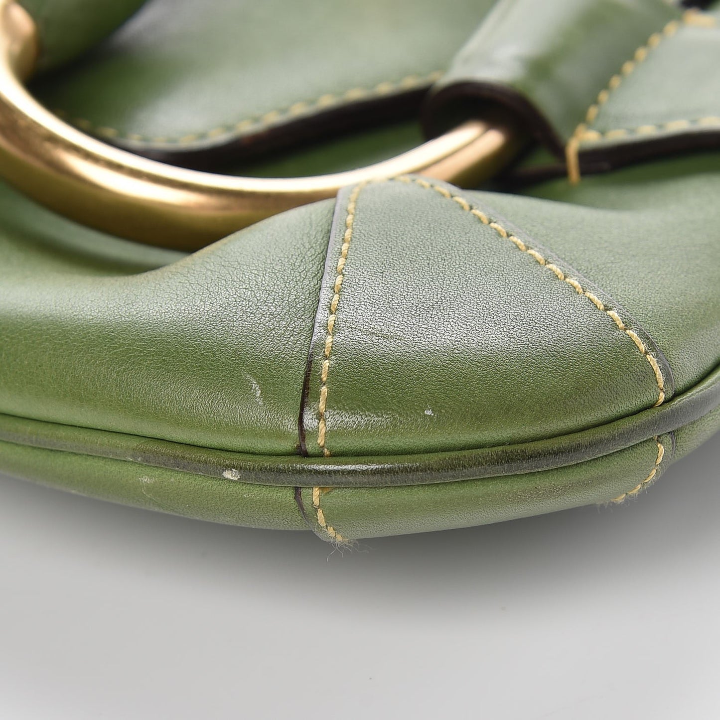 Calfskin Horsebit Chain Clutch Green