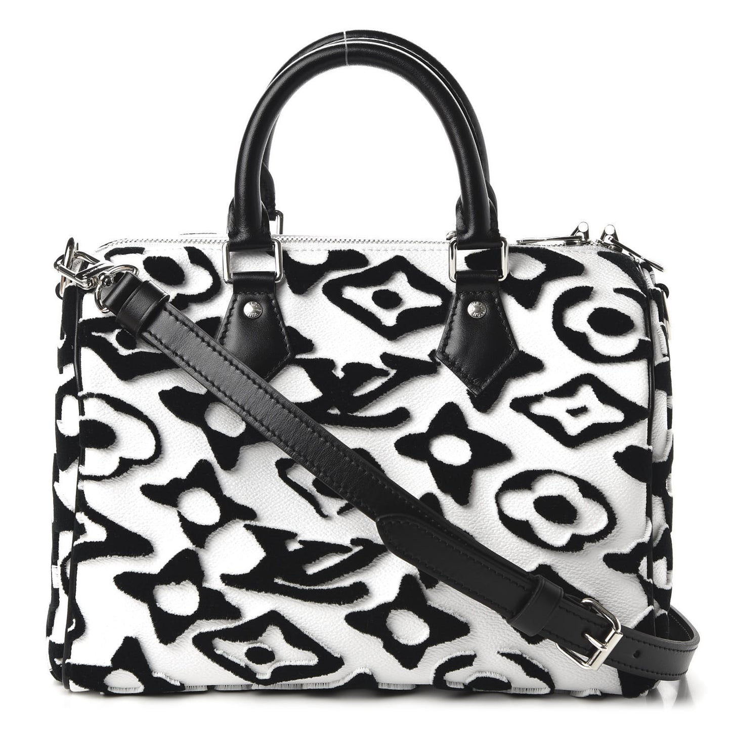 X UF Tufted Monogram Speedy Bandouliere 25 White Black