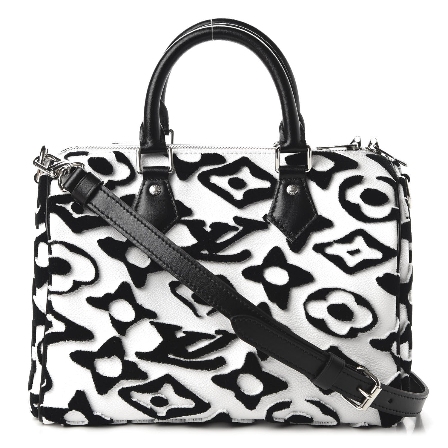 Louis Vuitton X UF Tufted Monogram Speedy Bandouliere 25 White Black 1 of 11