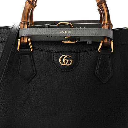 Gucci Textured Dollar Calfskin Web Medium Diana Tote Bag Black Dusty Grey Black Dusty Grey 8 of 11
