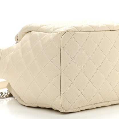 Chanel Caviar Flat Quilted CC Chain Bucket Drawstring Bag Light Beige 9 of 14