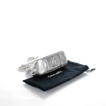 Chanel Metallic Lambskin Quilted Mini Kisslock Evening Bag Silver 4 of 7