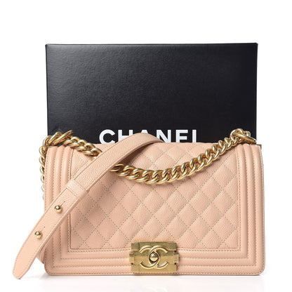 Chanel Caviar Quilted Medium Boy Flap Beige 14 of 14