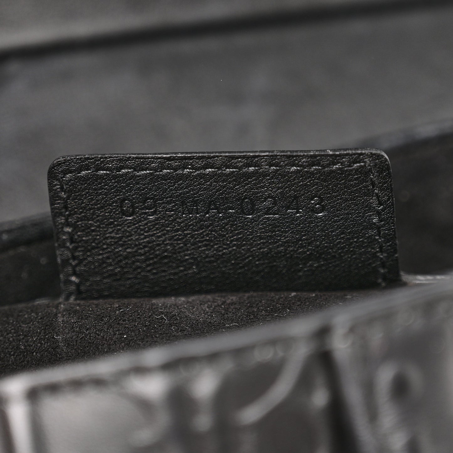 Calfskin Embossed Oblique Saddle Bag With Strap Black
