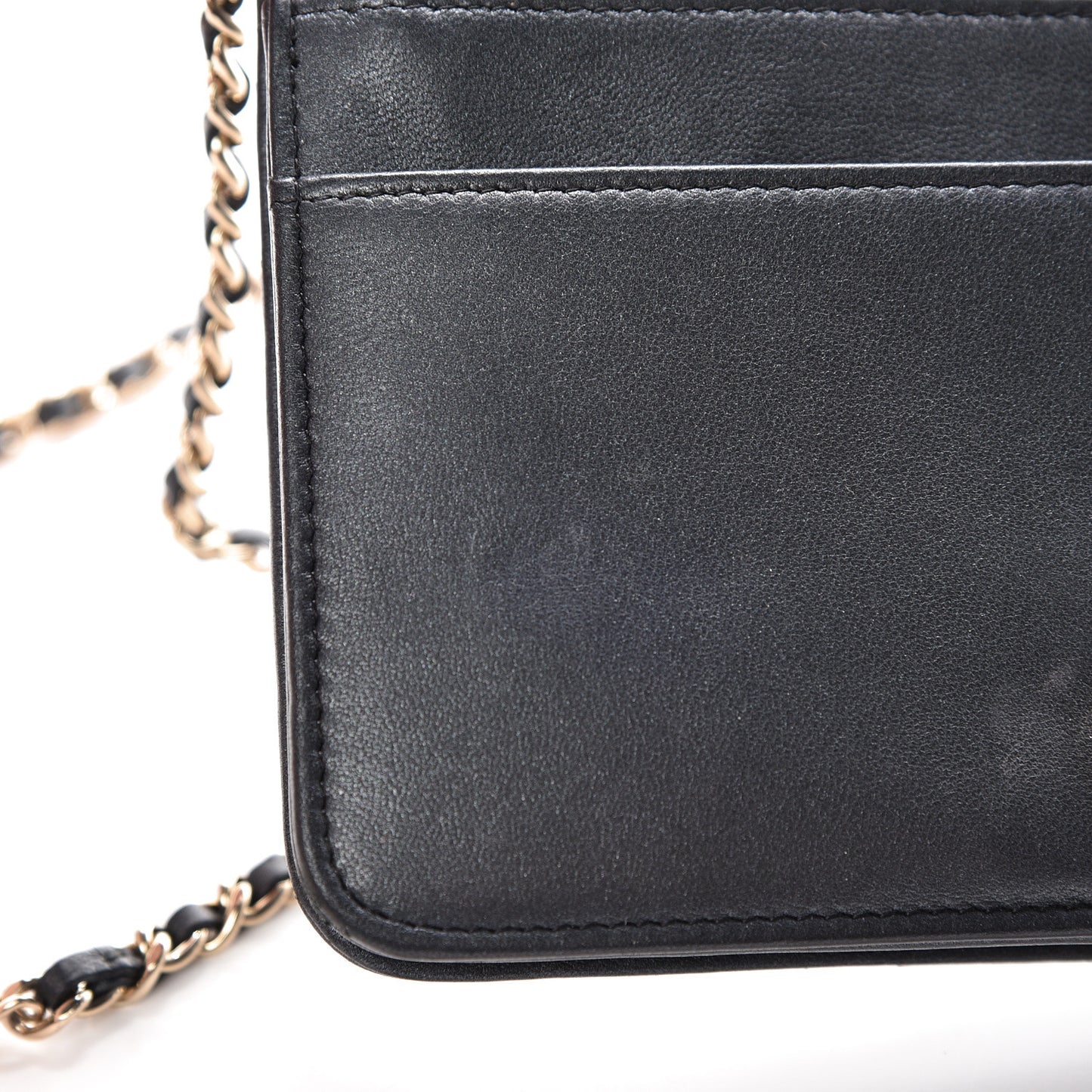 Iridescent Lambskin Quilted Pearl Wallet On Chain WOC Black
