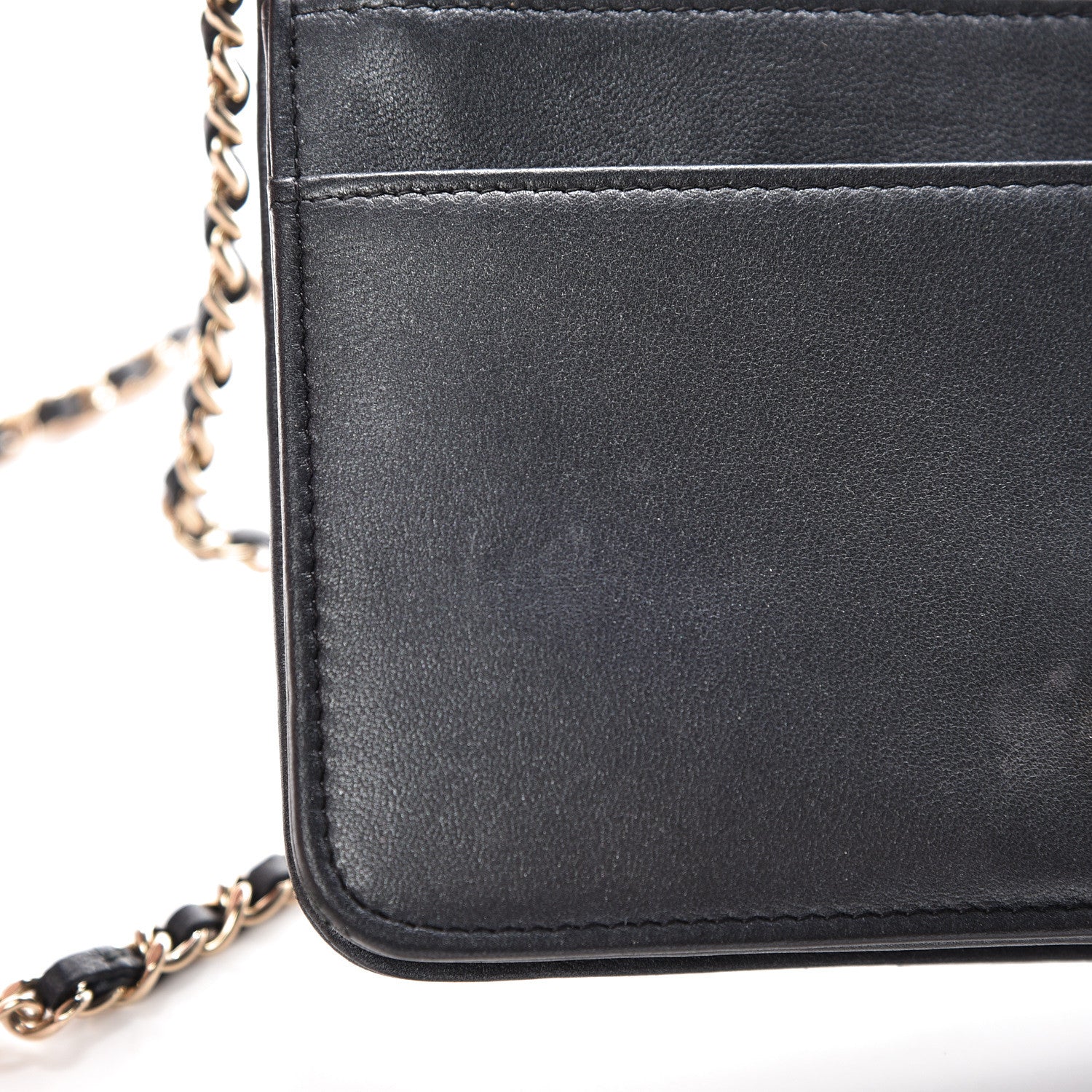 Chanel Iridescent Lambskin Quilted Pearl Wallet On Chain WOC Black 10 of 16