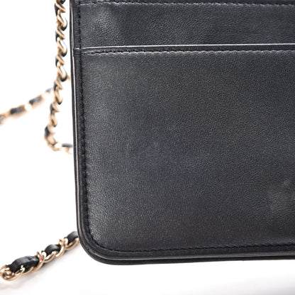 Chanel Iridescent Lambskin Quilted Pearl Wallet On Chain WOC Black 10 of 16