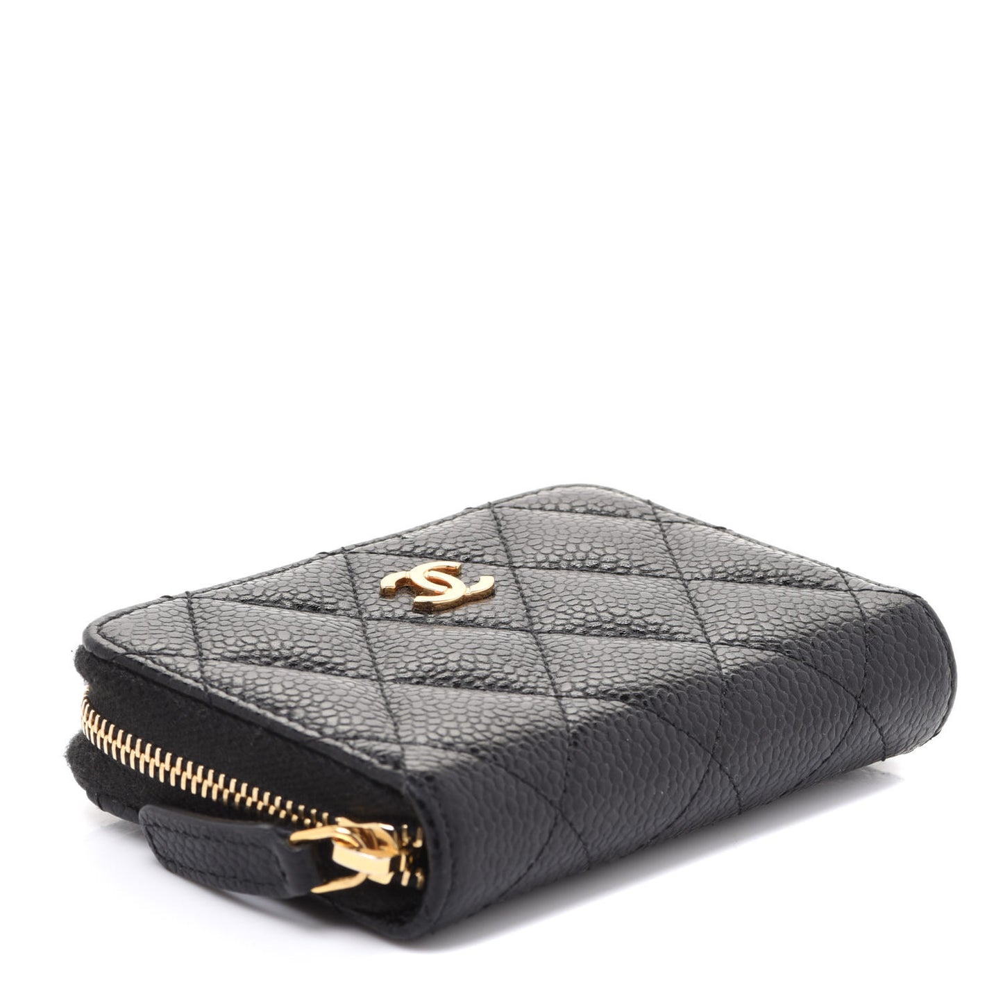 Caviar Quilted Zip Coin Purse Black