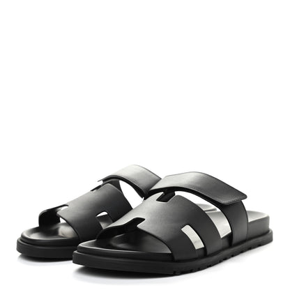 Hermes Calfskin Mens Chypre Sandals 42 Black 3 of 9