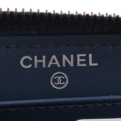 Chanel Patent Calfskin Quilted Large Gusset Zip Around Wallet Blue 6 of 12