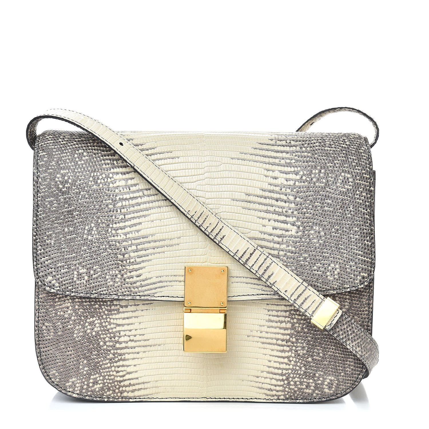 Celine Lizard Medium Classic Box Flap Bag Natural 1 of 9