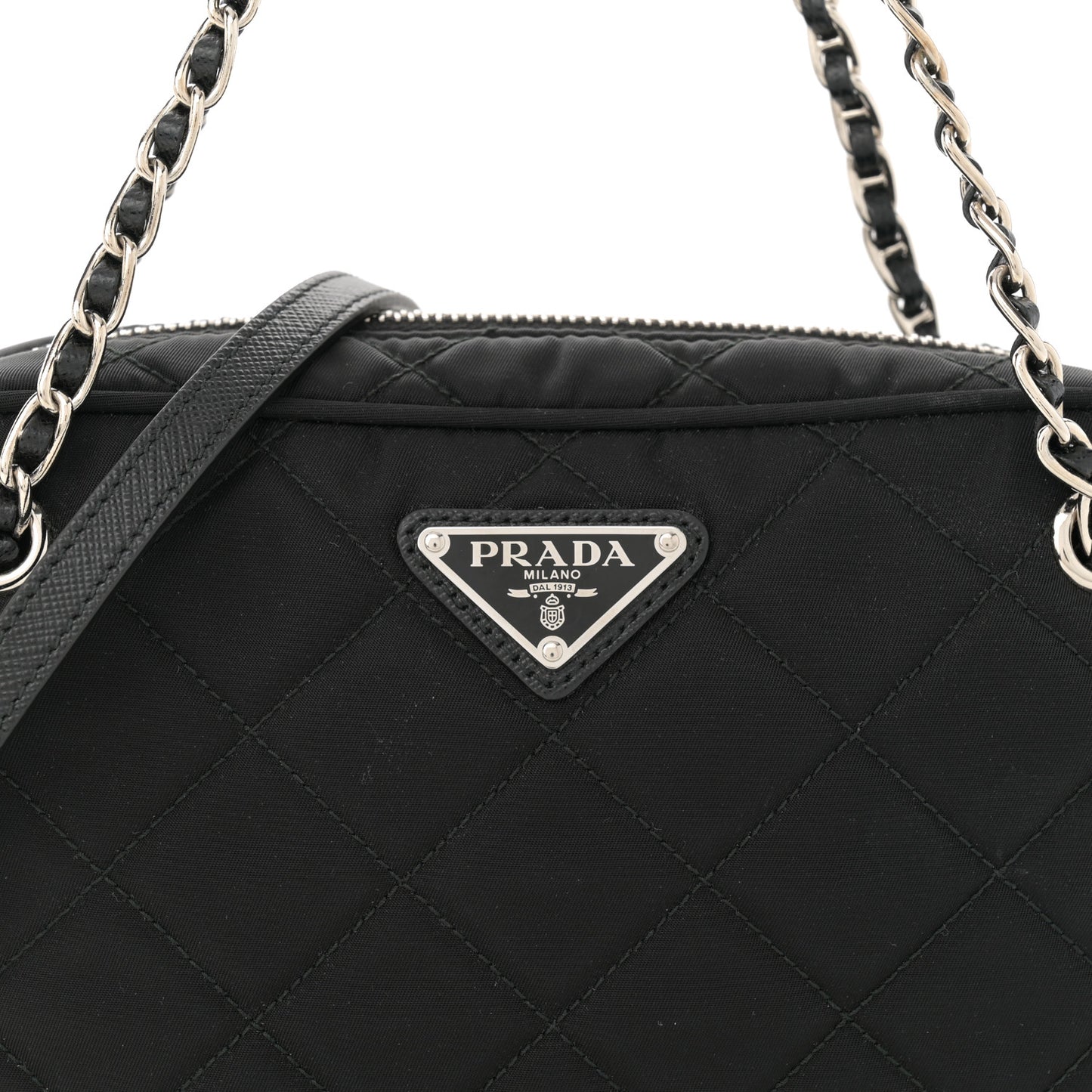 Nylon Tessuto Impuntu Quilted Bandoliera Crossbody Bag Black