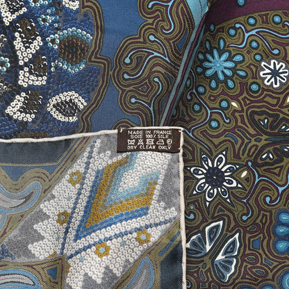 Hermes Silk L'Arbre Du Vent Scarf 90 Ardoise Creme Kaki Clair 5 of 5