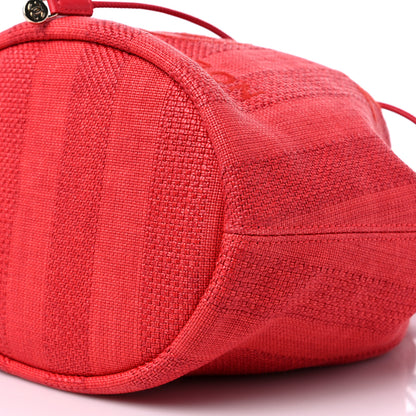Chanel Mixed Fibers Striped Deauville Drawstring Bag Red 9 of 9