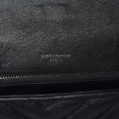 Saint Laurent Sheepskin Matelasse Chevron Monogram Medium College Bag Black 7 of 11
