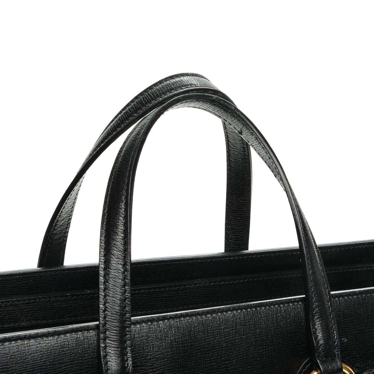 Textured Calfskin Large Bright Bit Tote Black