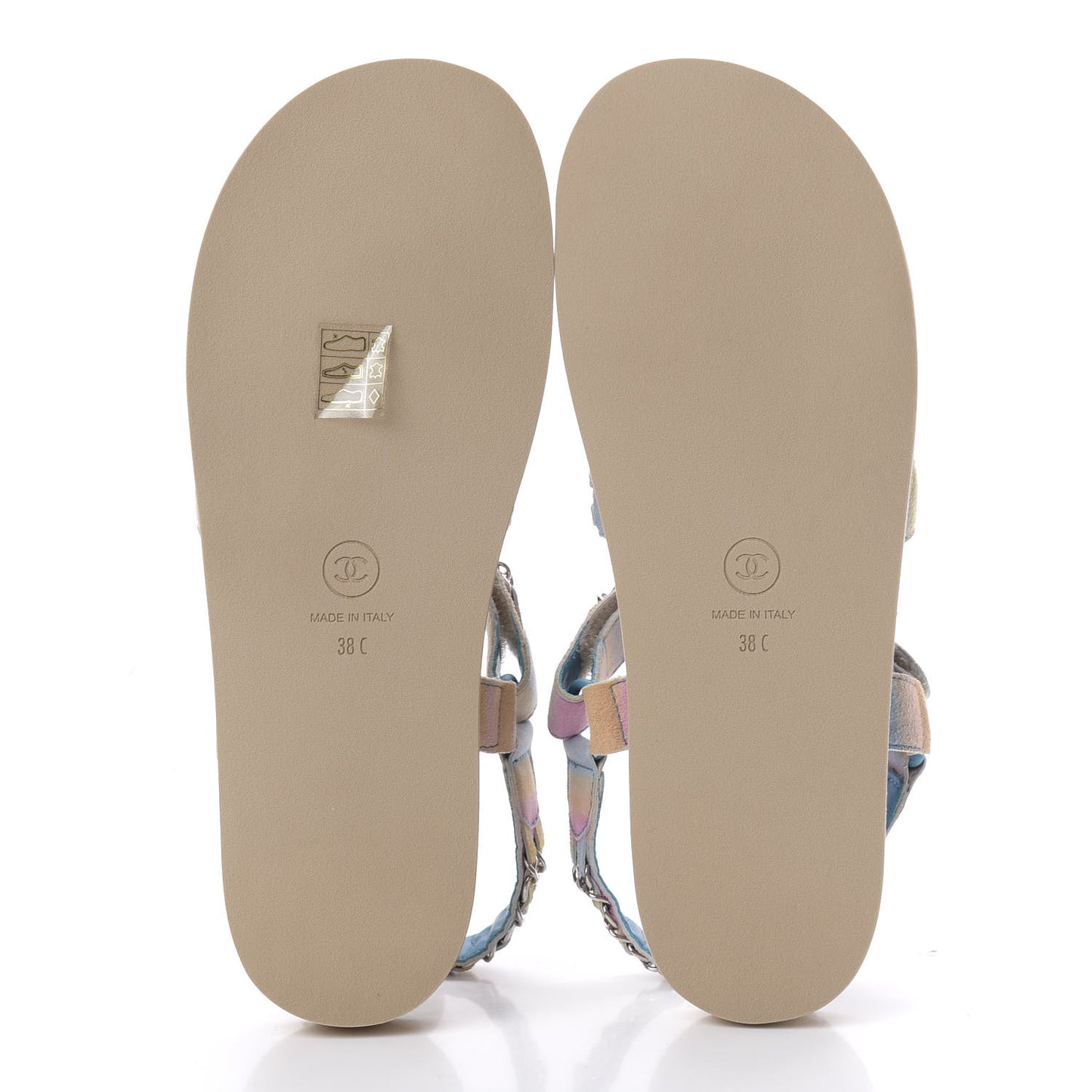 Fantasy Calfskin Chain Flat Sandals 38 Multicolor