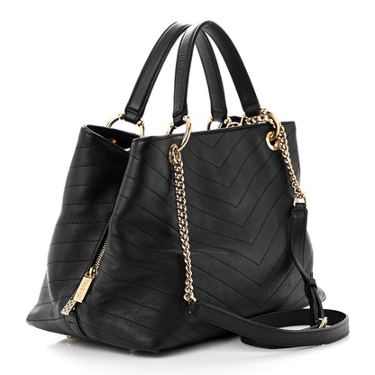 Chanel Calfskin Stitched Large Chevron Chic Shopping Bag Black 4 of 13