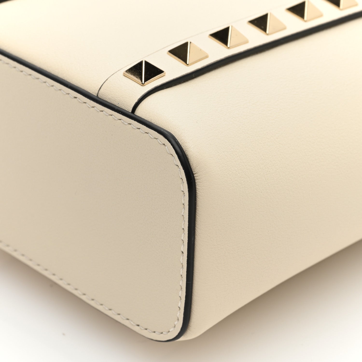 Valentino Garavani Pebbled Calfskin Rockstud North South Crossbody Bag Light Ivory 9 of 9