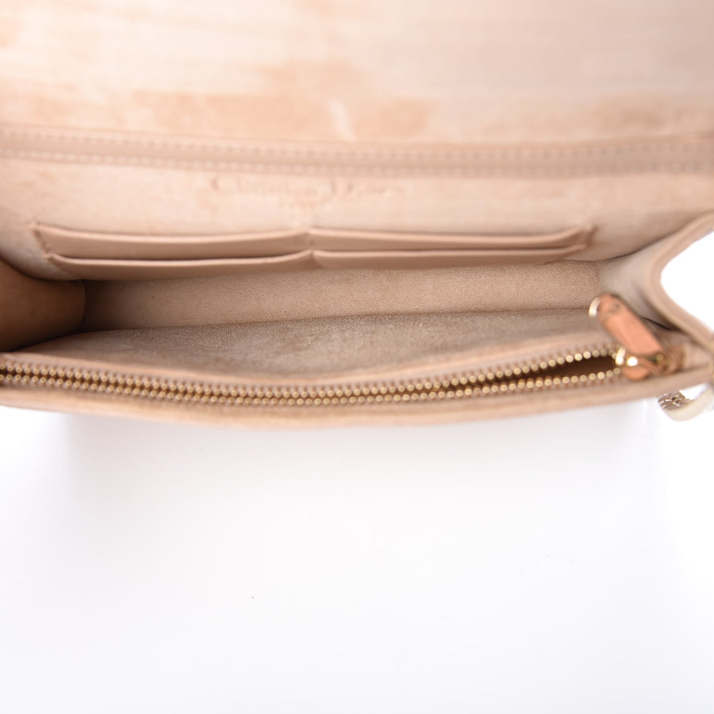 Grained Calfskin Diorama Wallet on Chain Pouch Nude