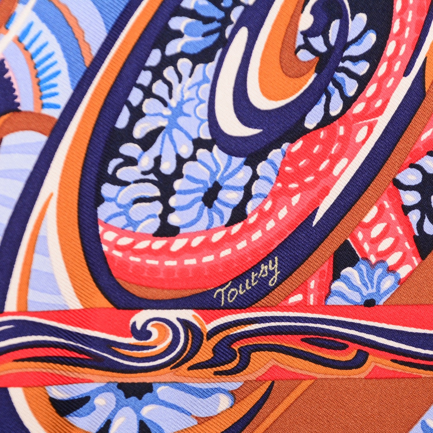 Hermes Silk De la Mer Au Ciel Scarf 90 Marron Vieux Rose Bleu 5 of 7