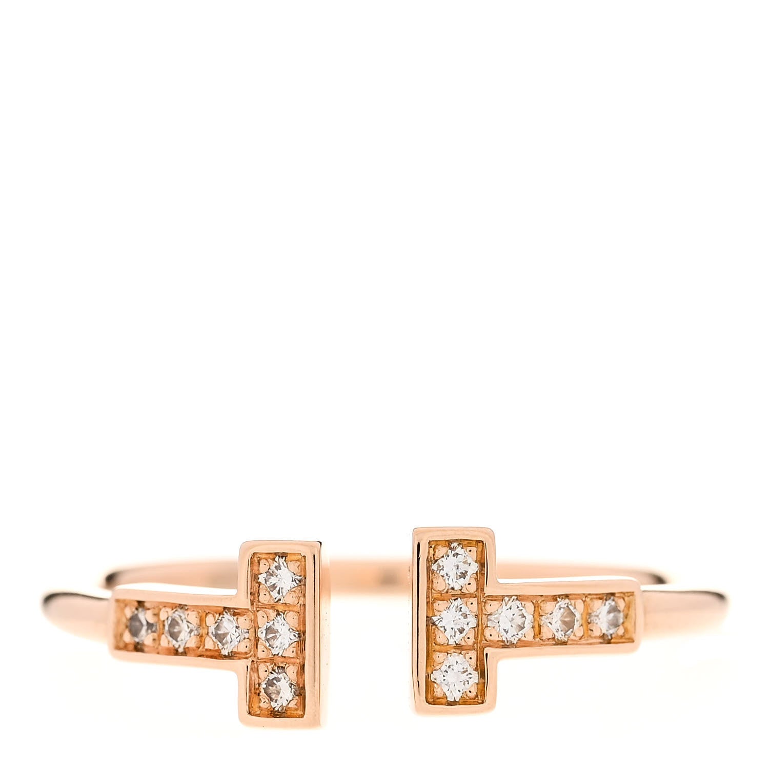 Tiffany 18K Rose Gold Diamond T Wire Ring 58 8.25 1 of 6