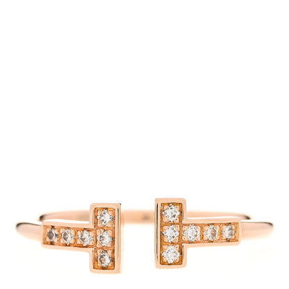 Tiffany 18K Rose Gold Diamond T Wire Ring 58 8.25 1 of 6