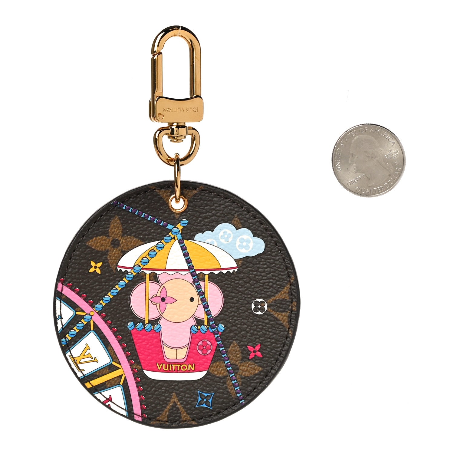 Louis Vuitton Monogram 2020 Christmas Animation Big Wheel Bag Charm Key Ring Rose Ballerine 2 of 5
