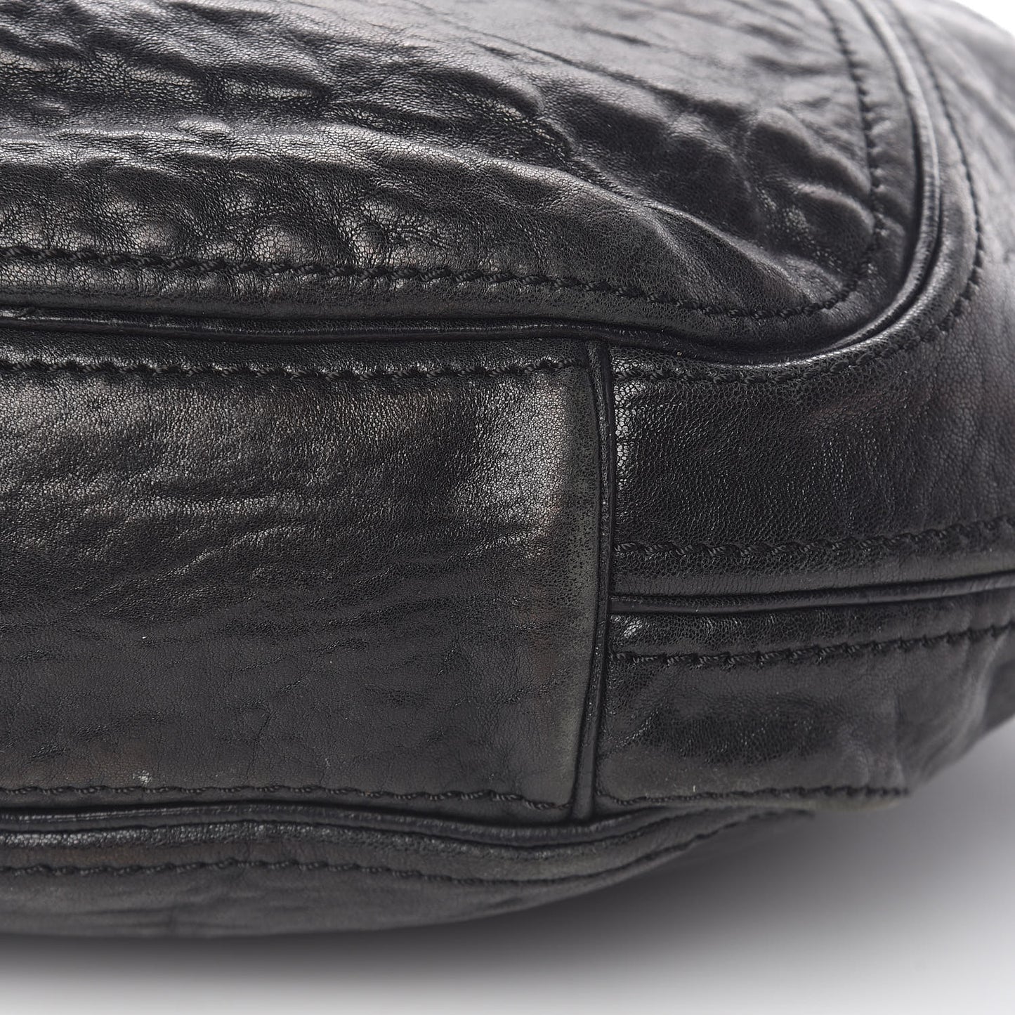 Tumbled Sheepskin Eclipse Hobo Black