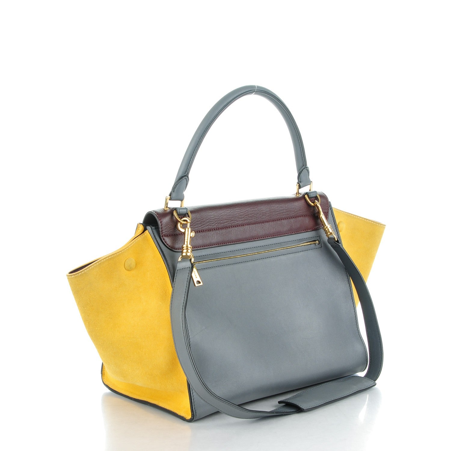 Celine Smooth Calfskin Suede Medium Tri-Color Trapeze Yellow 3 of 9