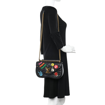 Louis Vuitton Calfskin Embroidered New Wave Chain MM Black 2 of 15