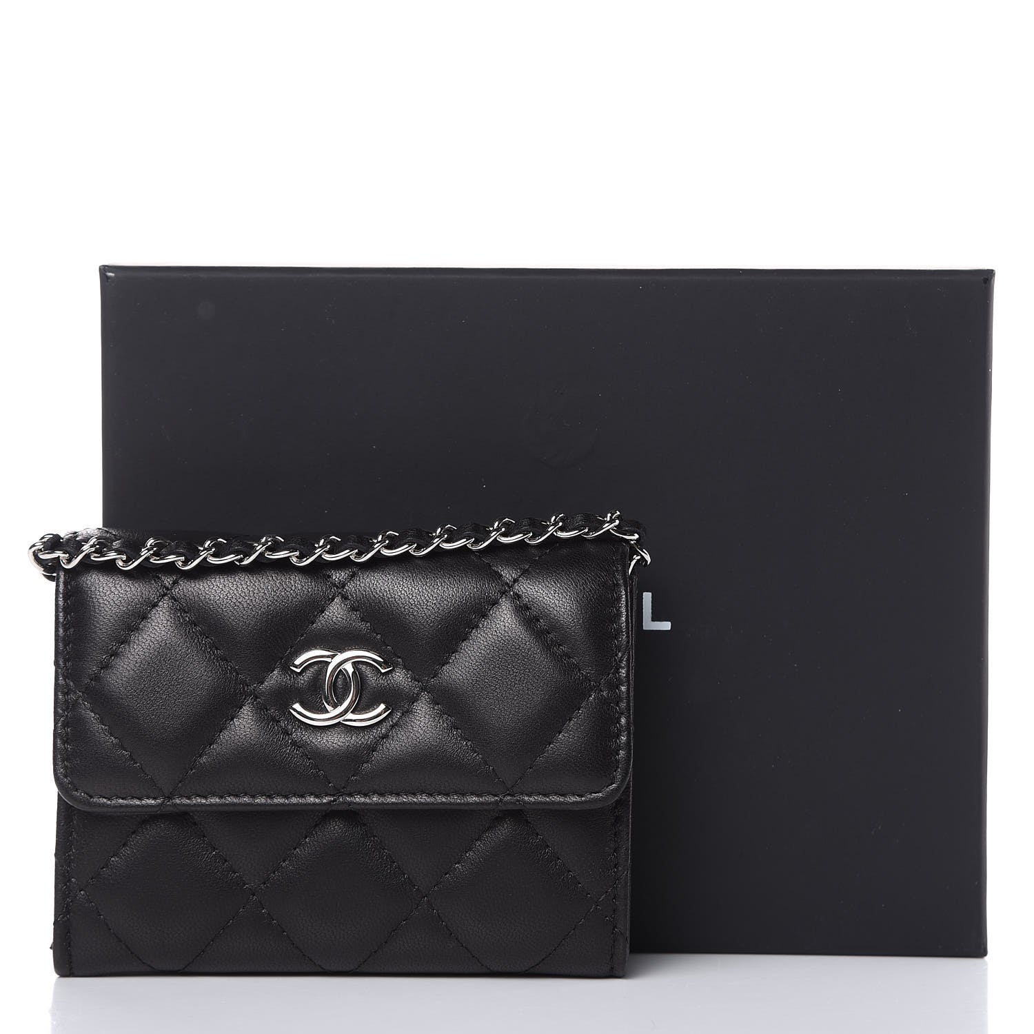 Chanel Lambskin Quilted Card Holder On Chain Black 9 of 9